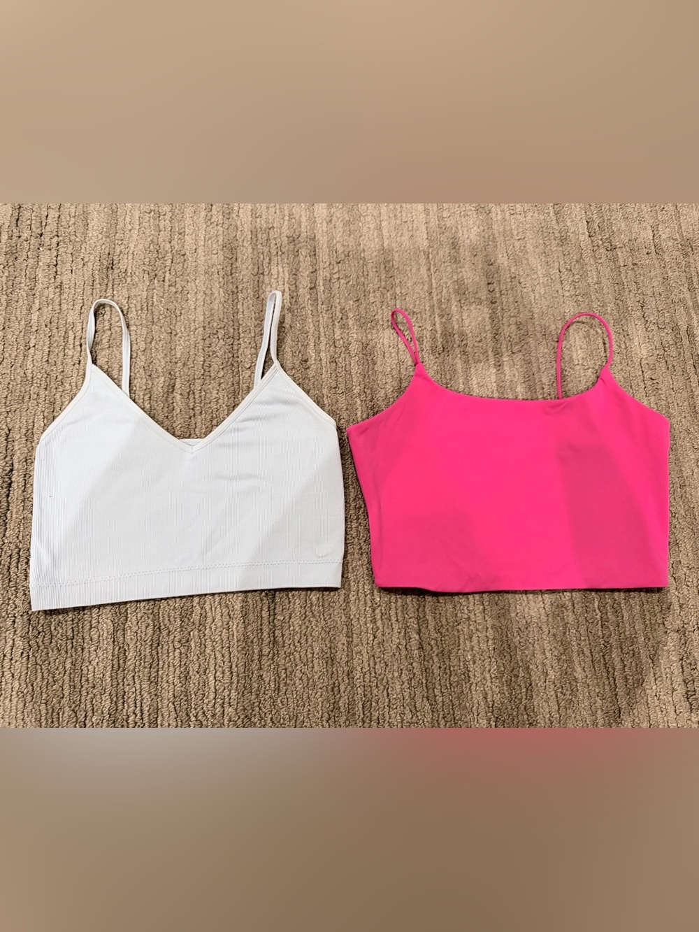 Garage Pale Blue and Hot Pink Women's Strappy Stretch Crop Tops